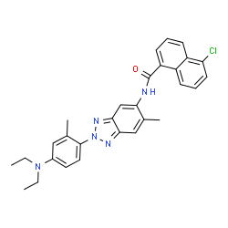ChemSpider 2D Image | 5-Chloro-N-{2-[4-(diethylamino)-2-methylphenyl]-6-methyl-2H-benzotriazol-5-yl}-1-naphthamide | C29H28ClN5O