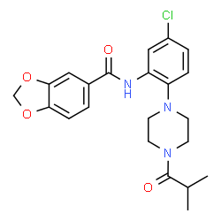 ChemSpider 2D Image | N-[5-Chloro-2-(4-isobutyryl-1-piperazinyl)phenyl]-1,3-benzodioxole-5-carboxamide | C22H24ClN3O4