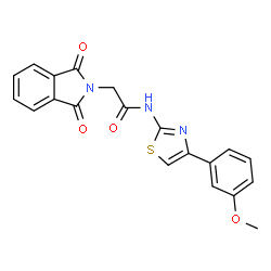 ChemSpider 2D Image | 2-(1,3-Dioxo-1,3-dihydro-2H-isoindol-2-yl)-N-[4-(3-methoxyphenyl)-1,3-thiazol-2-yl]acetamide | C20H15N3O4S