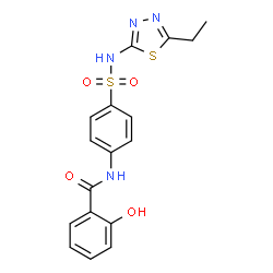 ChemSpider 2D Image | N-{4-[(5-Ethyl-1,3,4-thiadiazol-2-yl)sulfamoyl]phenyl}-2-hydroxybenzamide | C17H16N4O4S2