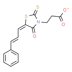 ChemSpider 2D Image | 3-{(5E)-4-Oxo-5-[(2E)-3-phenyl-2-propen-1-ylidene]-2-thioxo-1,3-thiazolidin-3-yl}propanoate | C15H12NO3S2