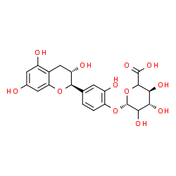 ChemSpider 2D Image | 2-Hydroxy-4-[(2R,3S)-3,5,7-trihydroxy-3,4-dihydro-2H-chromen-2-yl]phenyl beta-D-threo-hexopyranosiduronic acid | C21H22O12