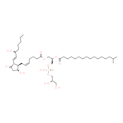 ChemSpider 2D Image | (2R)-3-({[(2S)-2,3-Dihydroxypropoxy](hydroxy)phosphoryl}oxy)-2-[(15-methylhexadecanoyl)oxy]propyl (5Z,9alpha,13E,15S)-9,15-dihydroxy-11-oxoprosta-5,13-dien-1-oate | C43H77O13P
