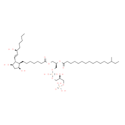 ChemSpider 2D Image | (2R,8S)-5,8,11,11-Tetrahydroxy-2-[(14-methylhexadecanoyl)oxy]-5,11-dioxido-4,6,10-trioxa-5lambda~5~,11lambda~5~-diphosphaundec-1-yl (9alpha,11alpha,13E,15S)-9,11,15-trihydroxyprost-13-en-1-oate | C43H82O16P2