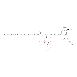 ChemSpider 2D Image | (21R,27S)-24,27,30,30-Tetrahydroxy-2-methyl-24,30-dioxido-18-oxo-19,23,25,29-tetraoxa-24lambda~5~,30lambda~5~-diphosphatriacontan-21-yl (5Z,11alpha,13E,15S)-11,15-dihydroxy-9-oxoprosta-5,13-dien-1-oat
e | C45H82O16P2