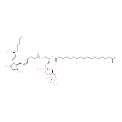 ChemSpider 2D Image | (2R,8S)-5,8,11,11-Tetrahydroxy-2-[(17-methyloctadecanoyl)oxy]-5,11-dioxido-4,6,10-trioxa-5lambda~5~,11lambda~5~-diphosphaundec-1-yl (5Z,9alpha,13E,15S)-9,15-dihydroxy-11-oxoprosta-5,13-dien-1-oate | C45H82O16P2