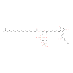 ChemSpider 2D Image | (21R,27S)-24,27,30,30-Tetrahydroxy-2-methyl-24,30-dioxido-18-oxo-19,23,25,29-tetraoxa-24lambda~5~,30lambda~5~-diphosphatriacontan-21-yl (11alpha,13E,15S)-11,15-dihydroxy-9-oxoprost-13-en-1-oate | C45H84O16P2