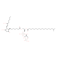 ChemSpider 2D Image | (2R,8S)-5,8,11,11-Tetrahydroxy-2-[(17-methyloctadecanoyl)oxy]-5,11-dioxido-4,6,10-trioxa-5lambda~5~,11lambda~5~-diphosphaundec-1-yl (11alpha,13E,15S)-11,15-dihydroxy-9-oxoprost-13-en-1-oate | C45H84O16P2