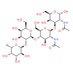 ChemSpider 2D Image | 6-Deoxy-alpha-L-galactopyranosyl-(1->2)-beta-D-galactopyranosyl-(1->4)-2-acetamido-2-deoxy-beta-D-glucopyranosyl-(1->3)-2-acetamido-2-deoxy-alpha-D-galactopyranose | C28H48N2O20