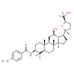 ChemSpider 2D Image | 4-Amino-N-[(3beta,12beta,24R)-12,25-dihydroxy-20,24-epoxydammaran-3-yl]benzamide | C37H58N2O4
