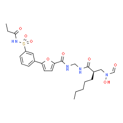 ChemSpider 2D Image | N-({[(2R)-2-{[Formyl(hydroxy)amino]methyl}heptanoyl]amino}methyl)-5-[3-(propionylsulfamoyl)phenyl]-2-furamide | C24H32N4O8S