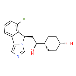 ChemSpider 2D Image | cis-4-{(1R)-2-[(5R)-6-Fluoro-5H-imidazo[5,1-a]isoindol-5-yl]-1-hydroxyethyl}cyclohexanol | C18H21FN2O2