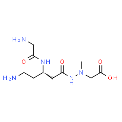 ChemSpider 2D Image | {2-[(3S)-5-Amino-3-(glycylamino)pentanoyl]-1-methylhydrazino}acetic acid | C10H21N5O4