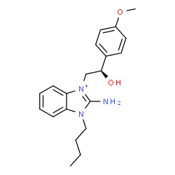 ChemSpider 2D Image | 2-Amino-1-butyl-3-[(2R)-2-hydroxy-2-(4-methoxyphenyl)ethyl]-1H-benzimidazol-3-ium | C20H26N3O2