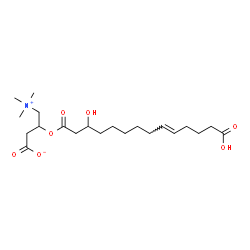 ChemSpider 2D Image | 3-{[(9E)-13-Carboxy-3-hydroxy-9-tridecenoyl]oxy}-4-(trimethylammonio)butanoate | C21H37NO7