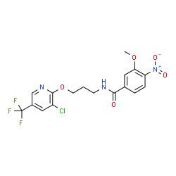 ChemSpider 2D Image | N-(3-{[3-Chloro-5-(trifluoromethyl)-2-pyridinyl]oxy}propyl)-3-methoxy-4-nitrobenzamide | C17H15ClF3N3O5