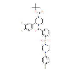 ChemSpider 2D Image | 2-Methyl-2-propanyl 3-(3,4-difluorophenyl)-4-(3-{[4-(4-fluorophenyl)-1-piperazinyl]sulfonyl}benzoyl)-1-piperazinecarboxylate | C32H35F3N4O5S