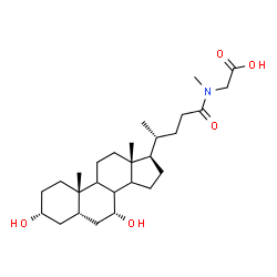 ChemSpider 2D Image | N-[(3alpha,5beta,7alpha,8xi,9xi,14xi)-3,7-Dihydroxy-24-oxocholan-24-yl]-N-methylglycine | C27H45NO5