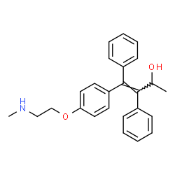 ChemSpider 2D Image | (3E)-4-{4-[2-(Methylamino)ethoxy]phenyl}-3,4-diphenyl-3-buten-2-ol | C25H27NO2