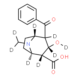 ChemSpider 2D Image | (1R,2R,3S,5R)-4-Benzoyl-3-(~2~H)hydroxy-8-(~2~H_2_)methyl(1,2,3,4,5-~2~H_5_)-8-azabicyclo[3.2.1]octane-2-carboxylic acid | C16H11D8NO4