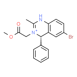 ChemSpider 2D Image | (4S)-6-Bromo-3-(2-methoxy-2-oxoethyl)-2-methyl-4-phenyl-1,4-dihydroquinazolin-3-ium | C18H18BrN2O2