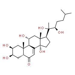 ChemSpider 2D Image | (2beta,3beta,5beta,11alpha,22R)-2,3,11,14,20,22-Hexahydroxycholest-7-en-6-one | C27H44O7