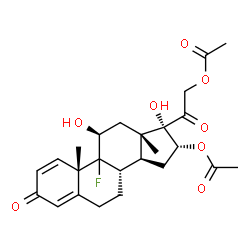 ChemSpider 2D Image | (9xi,11beta,16alpha)-9-Fluoro-11,17-dihydroxy-3,20-dioxopregna-1,4-diene-16,21-diyl diacetate | C25H31FO8