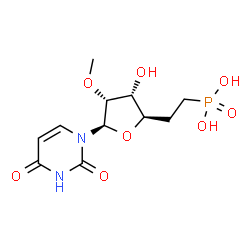 ChemSpider 2D Image | 1-(5,6-Dideoxy-2-O-methyl-6-phosphono-beta-D-ribo-hexofuranosyl)-2,4(1H,3H)-pyrimidinedione | C11H17N2O8P