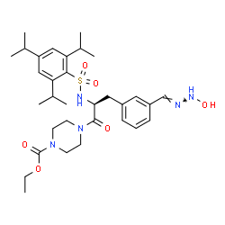 ChemSpider 2D Image | Ethyl 4-{3-[(E)-(hydroxyhydrazono)methyl]-N-[(2,4,6-triisopropylphenyl)sulfonyl]-L-phenylalanyl}-1-piperazinecarboxylate | C32H47N5O6S
