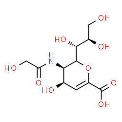 ChemSpider 2D Image | 2,6-Anhydro-3,5-dideoxy-5-(glycoloylamino)-6-[(1R,2R)-1,2,3-trihydroxypropyl]-L-erythro-hex-2-enonic acid | C11H17NO9