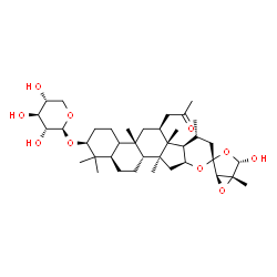 ChemSpider 2D Image | (1R,2R,2'S,4S,4b'S,5R,6'S,6a'R,6b'R,7'R,10a'S,11a'S,11b'R,13a'R)-4-Hydroxy-1',1',4b',5,6a',7',11a'-heptamethyl-6'-(2-oxopropyl)octadecahydro-1'H-spiro[3,6-dioxabicyclo[3.1.0]hexane-2,9'-naphtho[2',1':
4,5]indeno[2,1-b]pyran]-2'-yl beta-D-xylopyranoside | C38H60O10