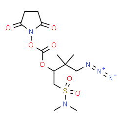 ChemSpider 2D Image | 4-Azido-2-({[(2,5-dioxo-1-pyrrolidinyl)oxy]carbonyl}oxy)-N,N,3,3-tetramethyl-1-butanesulfonamide | C13H21N5O7S