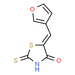 ChemSpider 2D Image | (5Z)-5-(3-Furylmethylene)-2-thioxo-1,3-thiazolidin-4-one | C8H5NO2S2