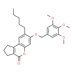 ChemSpider 2D Image | 8-Pentyl-7-[(3,4,5-trimethoxybenzyl)oxy]-2,3-dihydrocyclopenta[c]chromen-4(1H)-one | C27H32O6