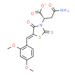 ChemSpider 2D Image | (2S)-4-Amino-2-[(5Z)-5-(2,4-dimethoxybenzylidene)-4-oxo-2-thioxo-1,3-thiazolidin-3-yl]-4-oxobutanoate | C16H15N2O6S2