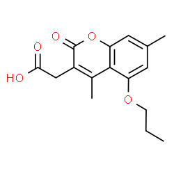 ChemSpider 2D Image | (4,7-Dimethyl-2-oxo-5-propoxy-2H-chromen-3-yl)acetic acid | C16H18O5