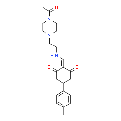 ChemSpider 2D Image | 2-((2-(4-acetylpiperazin-1-yl)ethylamino)methylene)-5-p-tolylcyclohexane-1,3-dione | C22H29N3O3