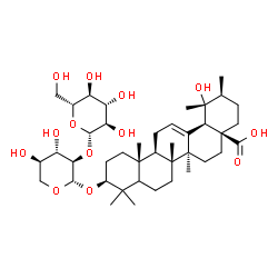 ChemSpider 2D Image | (3beta,5xi,18alpha,20beta)-3-{[2-O-(beta-D-Glucopyranosyl)-beta-D-xylopyranosyl]oxy}-19-hydroxyurs-12-en-28-oic acid | C41H66O13