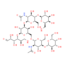 ChemSpider 2D Image | beta-D-Galactopyranosyl-(1->4)-2-acetamido-2-deoxy-beta-D-glucopyranosyl-(1->3)-[beta-D-galactopyranosyl-(1->4)-2-acetamido-2-deoxy-beta-D-glucopyranosyl-(1->6)]-beta-D-galactopyranosyl-(1->4)-D-gluco
se | C40H68N2O31
