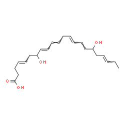 ChemSpider 2D Image | (4E,8E,10E,13E,15E,19E)-7,17-Dihydroxy-4,8,10,13,15,19-docosahexaenoic acid | C22H32O4