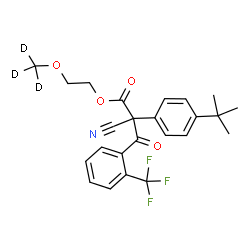 ChemSpider 2D Image | 2-[(~2~H_3_)Methyloxy]ethyl 2-cyano-2-[4-(2-methyl-2-propanyl)phenyl]-3-oxo-3-[2-(trifluoromethyl)phenyl]propanoate | C24H21D3F3NO4