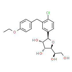 ChemSpider 2D Image | (6R)-3,6-Anhydro-6-[4-chloro-3-(4-ethoxybenzyl)phenyl]-D-altritol | C21H25ClO6