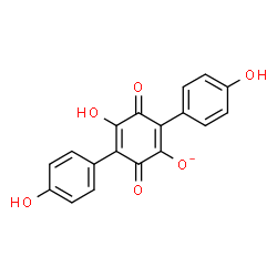 ChemSpider 2D Image | 4-Hydroxy-2,5-bis(4-hydroxyphenyl)-3,6-dioxo-1,4-cyclohexadien-1-olate | C18H11O6