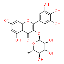 ChemSpider 2D Image | 3-[(6-Deoxy-alpha-L-mannopyranosyl)oxy]-5-hydroxy-4-oxo-2-(3,4,5-trihydroxyphenyl)-4H-chromen-7-olate | C21H19O12