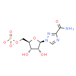 ChemSpider 2D Image | 1-(5-O-Phosphonato-beta-D-ribofuranosyl)-1H-1,2,4-triazole-3-carboxamide | C8H11N4O8P