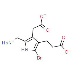 ChemSpider 2D Image | 3-[5-(Ammoniomethyl)-2-bromo-4-(carboxylatomethyl)-1H-pyrrol-3-yl]propanoate | C10H12BrN2O4