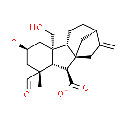ChemSpider 2D Image | (1alpha,3beta,4aalpha,4bbeta,10beta)-1-Formyl-3-hydroxy-4a-(hydroxymethyl)-1-methyl-8-methylenegibbane-10-carboxylate | C20H27O5