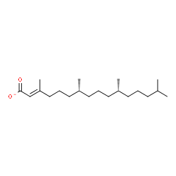 ChemSpider 2D Image | (2E,7R,11R)-3,7,11,15-Tetramethyl-2-hexadecenoate | C20H37O2