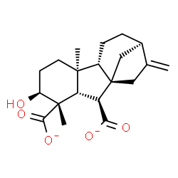 ChemSpider 2D Image | (1alpha,2beta,4aalpha,4bbeta,10beta)-2-Hydroxy-1,4a-dimethyl-8-methylenegibbane-1,10-dicarboxylate | C20H26O5