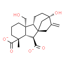 ChemSpider 2D Image | (1alpha,4aalpha,4bbeta,10beta)-7-Hydroxy-4a-(hydroxymethyl)-1-methyl-8-methylenegibbane-1,10-dicarboxylate | C20H26O6